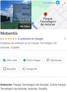valoraciones positivas de clientes de mobentis en perfil empresarial de google